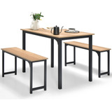 Mesa Comedor 4 Personas Mesa Cocina Industrial Con 2 Bancos