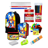 Super Set Mochila + Utiles De Sonic C216