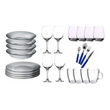 Set Vajilla Completa 4 Personas 36 Pzs Platos Vasos Cubierto