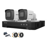 Kit Seguridad Hikvision Dvr 4ch + 2 Camaras 2mp Ext Cables 