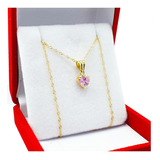 Conjunto Oro 18k Cadena Singapur 1g 45 Cm Dije Corazón 0.6g