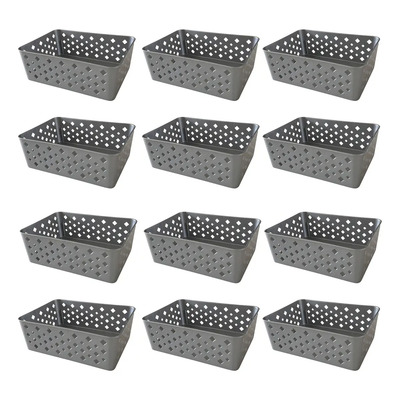 Kit 12 Cestos Multiuso Organizador Empilhável Gaveta 19x14x6 Cor Cinza | MercadoLivre