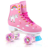 Patines De Ruedas Cuádruple Para Niñas Talla 5-6 Rosa