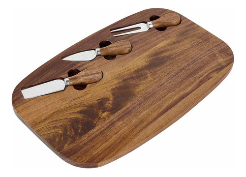 Set Cortadores Cuchillos Queso Con Tabla Cocina Gourmet