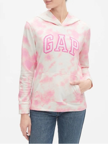 Gap Poleron Logo Hoodie Mujer Color Pink Tie Dye