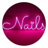 Letrero Led Neón Nails  60 Cm - Boutique Lashes Uñas Spa