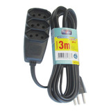 Extensão 3 Tomadas Preto 10a 2p+t 3 Metros Daneva 127v/220v