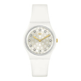 Reloj Swatch Sparkle Shine De Silicona Blanca Para Mujer Ss Color De La Malla Blanco Color Del Bisel Blanco Color Del Fondo Blanco