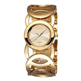 Precioso Y Encantador Reloj De Pulsera De Oro Con Brazalete