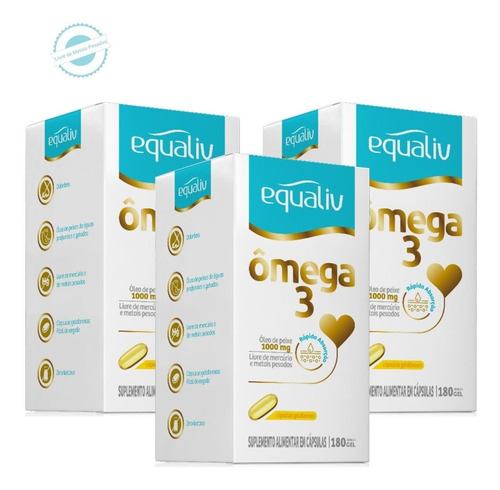 Kit 3 Ômega 31000mg Livre De Metais Pesados 180 Cáps Equaliv