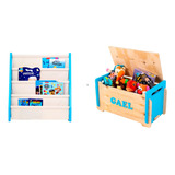 Kit Montessori,caixa De Brinquedos C/ Nome+ Rack Para Livros