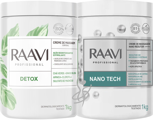 Creme Massagem Nano Fittie Redutor Medidas 1kg Raavi+ 1 Prod