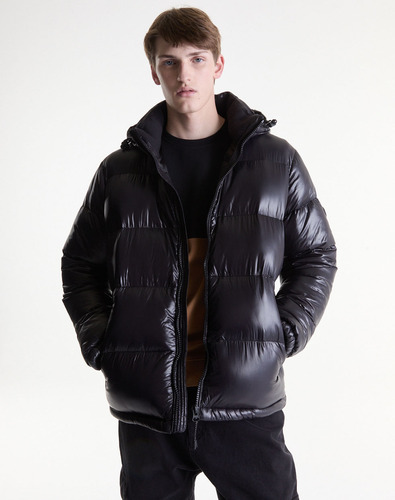 Campera Puffer Negra Brillante Equus Emile De Hombre