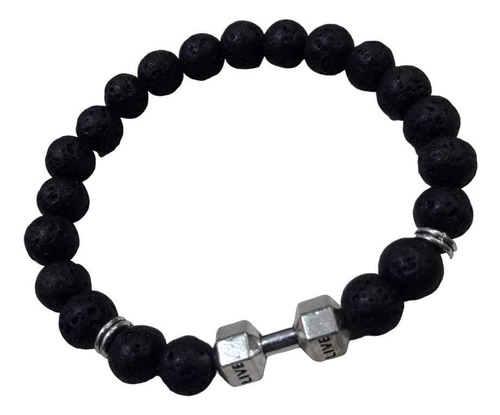 Pulsera Hombre Mancuerna Piedras Onix Cordón Elastico