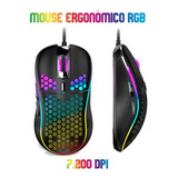 Mouse Gamer De Juego Ajustable 7,200 Dpi Con Luces Rgb Color Negro