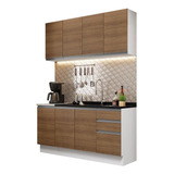 Cocina Integral Madesa Glamy Con Mesón De Acero 160 Cm Color Marrón