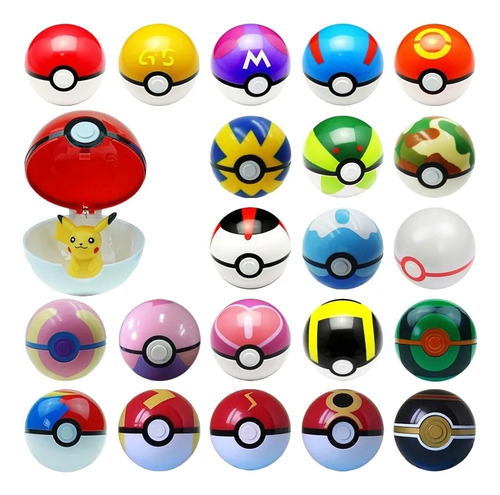 Set 6 Pokebolas Pokeball + 6 Pokemon Al Azar + 1 Pikachu