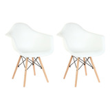 Kit 2 Cadeiras Charles Eames Com Braço Branca Cor Da Estrutura Da Cadeira Marrom-claro