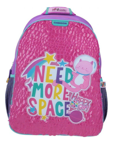 Mochila Grande Escolar Chenson Happy Girl Primaria Niña Gato Espacial Bogui Hg64445-p Color Rosa