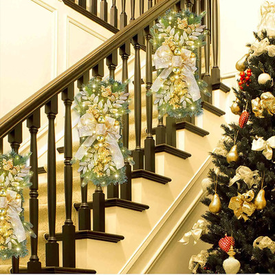 Árbol Navidad Rattan Colgante Pared Puerta Decoración 60cm