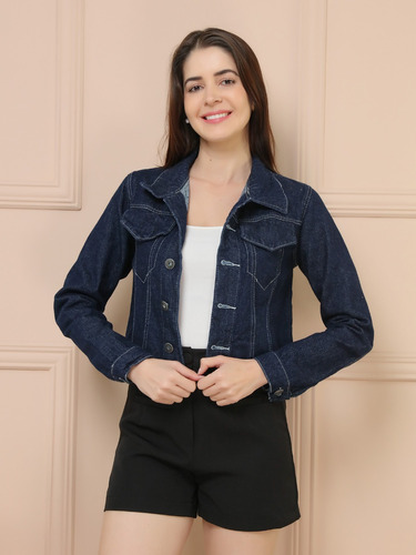 Jaqueta Jeans Feminina Curta Cropped Destroyed Rasgada