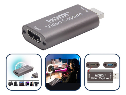 Placa Captura Hdmi 4k Usb 3.0 Alta Definição Nitendo Swtich 