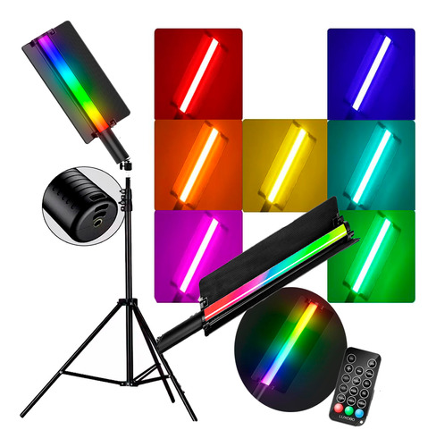 Bastão Iluminação Tubo Com Led Rgb Luxceo 36w Fotos Tripe 2m