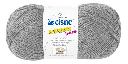 Lana Cisne Rendidora Jumbo X 5 Ovillos - 500gr Por Color Color Gris Claro Melange 09929