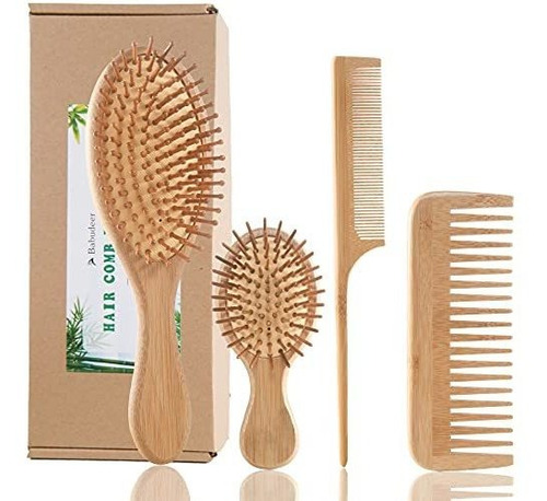 Cepillo Para Cabello - Bamboo Hair Brush Comb Set, Eco-frien