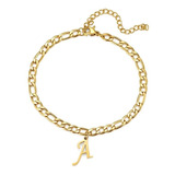 Pulsera Acero Mujer Color Oro Letra Inicial Nombre A-z