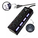 Hub Usb 4 Portas Carregador Adaptador Led Chave Seletora