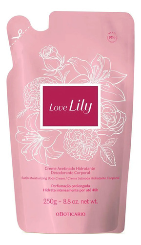 Creme Hidratante Para Corpo Love  Lily Boticário 250g