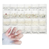 Cristales Perlas Moños Osos Decoracion Uñas + Caja Acrilica Color 3000 Perlas Y Cristales