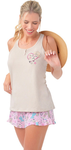 Pijama Mujer Sin Mangas Verano So Pink So Cow Girl 11679