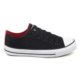 Tênis Old Star Cano Baixo All Preto-vermelho Black-red