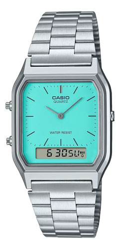 Reloj Casio Vintage Aq-230a-2a2 Ana-digi Fondo Turquesa 