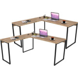 Kit 02 Mesas Home Office Industrial Em L Form 150cm Carvalho