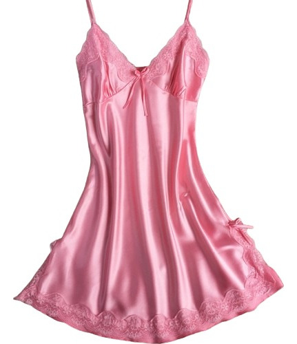 Baby Doll Pijama Lenceria Saten En Seda Con Encaje + Panty