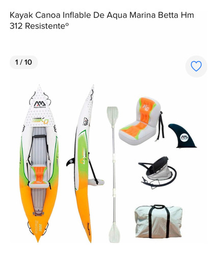 Kayak Inflable Para Una Persona. Sin Uso. Inflador Y Bolso