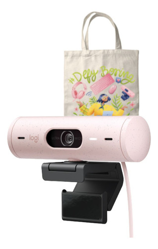 Logitech Brio 500, Webcam Full Hd 1080p, Rightlight 4, Rose Color Rosa
