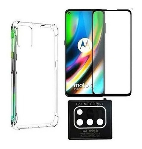 Kit Capa Case + Pelicula + Lente Camera Para Moto G9 Plus