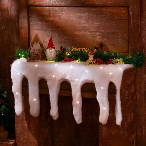 Decoración De Chimenea De Nieve Iluminada De Navidad, Bufand
