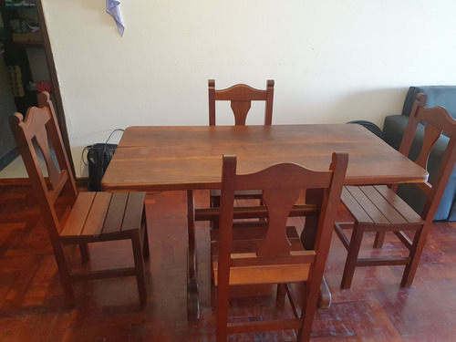 Mesa De Comedor Algarrobo Con  4 Sillas 