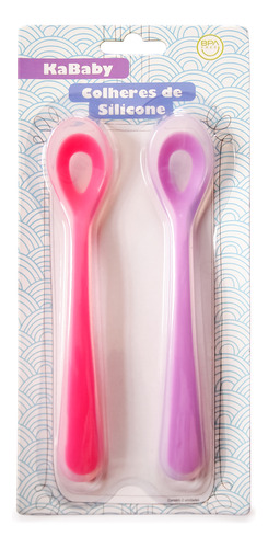 Kit Com 2 Colheres de silicone Rosa - Kababy