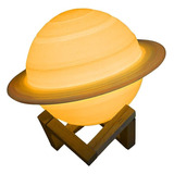 Lampara Planeta Saturno 3 D Touch- Recargable Colores