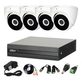 Kit Seguridad Dahua Full Hd 4 Canales + 4 Domos Metalicos