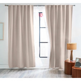 Cortinas Viasoft Largas Almond 1.30 X 2.30 M 50% Luz Vianney Color Beige