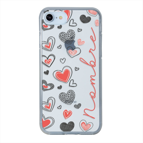 Funda Antigolpes Para iPhone Corazones Personalizada Nombre