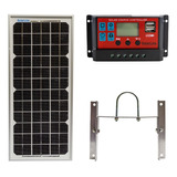 Kit Panel Solar Fotovoltaico 10wp + Regulador 12v + Soporte