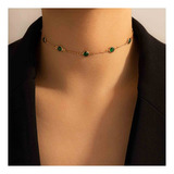 Yheakne Gargantilla Bohemia Verde Esmeralda, Collar De Cuen.